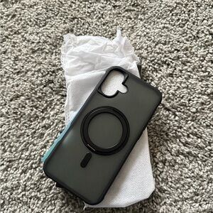 NIB Sleek Black Phone Case with Ring Holder iPhone 16 Plus